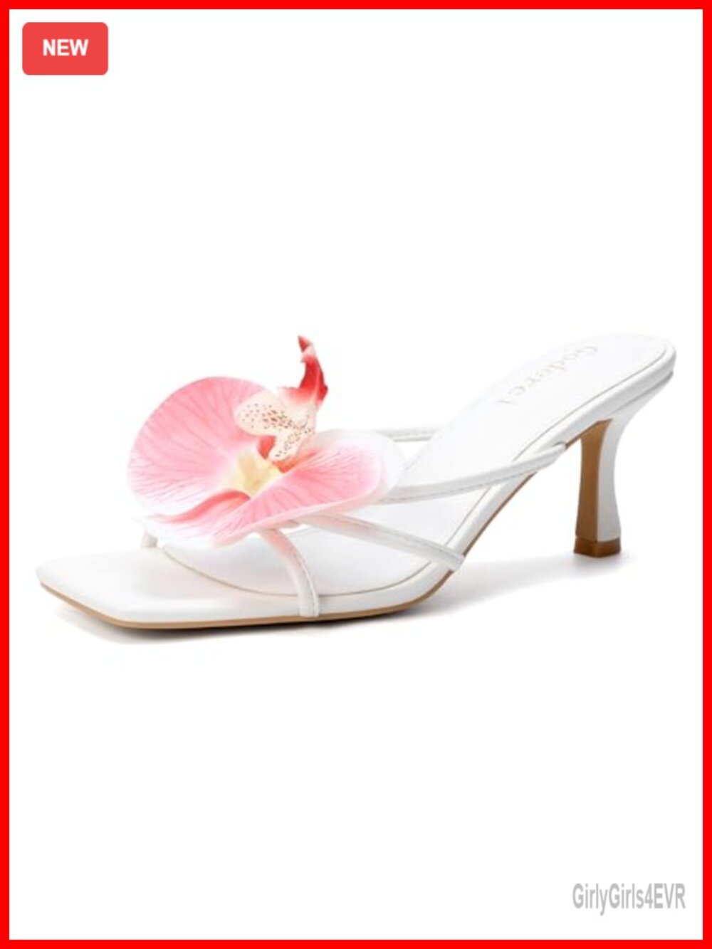 Floral Kitten Heel Slingback Sandals Square Toe Padded Women